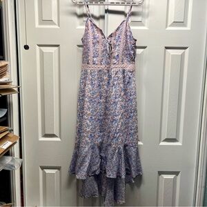 Japna Boho Floral Lace-up Hi-Low Maxi Dress Size S